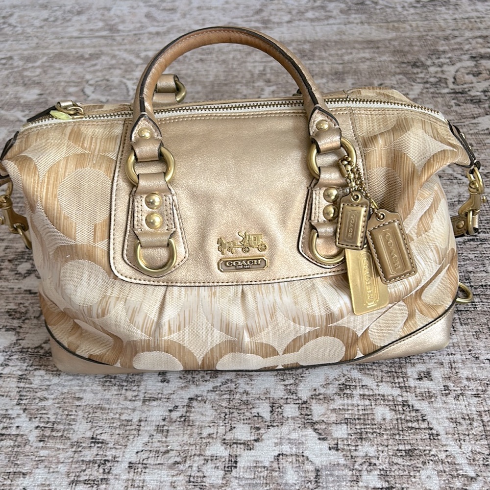 Coach Monogram Gold Handbag!!